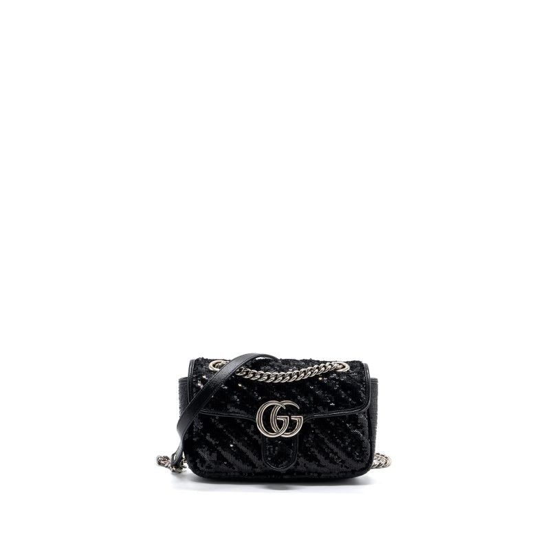 Gucci Mini GG Marmont Matelasse Bag Sequin Black SHW - Barde