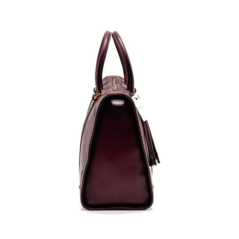 Gucci Vintage Duilio Brogue Boston Bag Calfskin Burgundy GHW - Barde - Image 3
