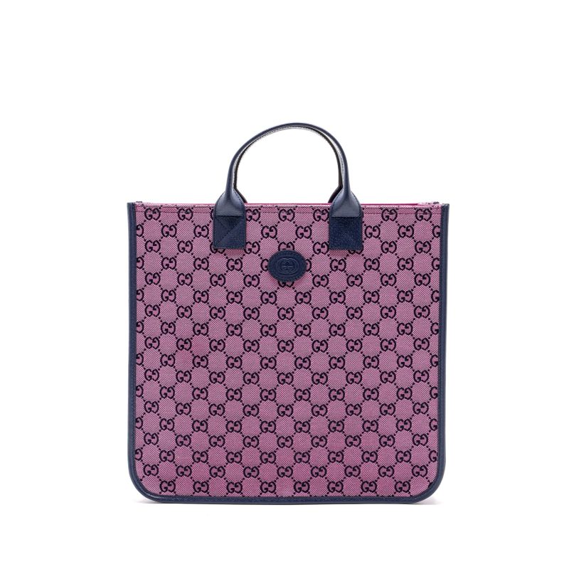 Gucci kids tote bag canvas / leather pink / dark blue - Barde