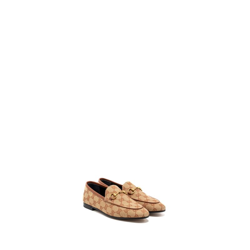 Gucci Size 35.5 Jordan Loafers canvas dark beige - Barde