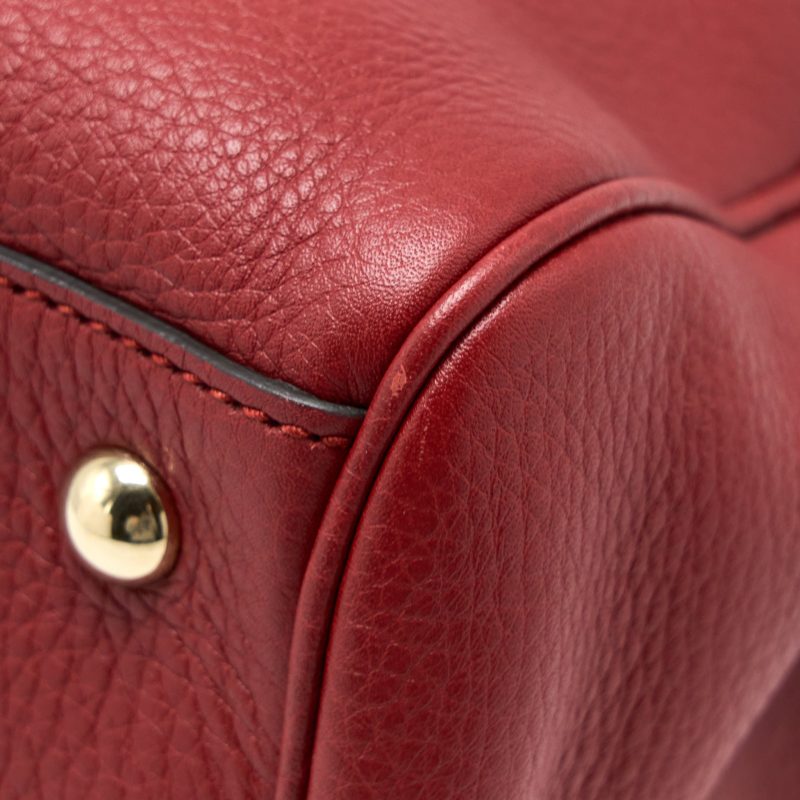 Gucci Crossbody Tote Bag Bamboo Handle Calfskin Red LGHW - Barde - Image 9