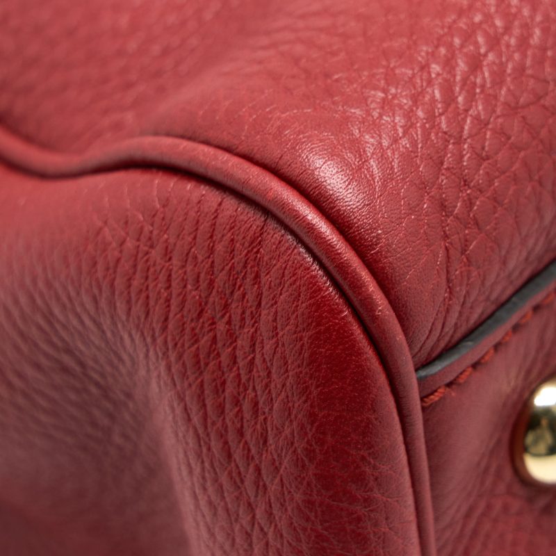 Gucci Crossbody Tote Bag Bamboo Handle Calfskin Red LGHW - Barde - Image 10