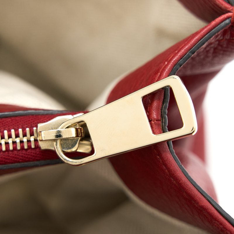 Gucci Crossbody Tote Bag Bamboo Handle Calfskin Red LGHW - Barde - Image 7