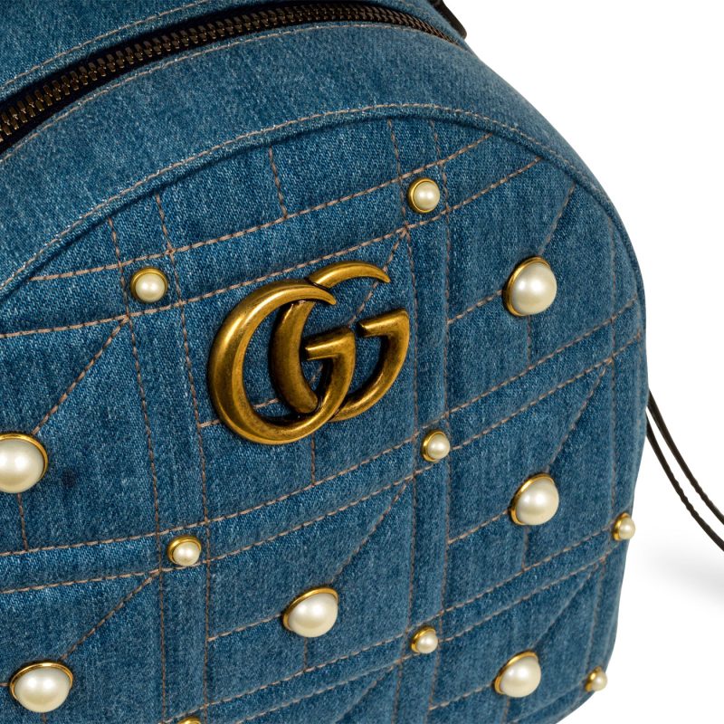 Gucci Denim Marmont Pearl Backpack - Barde - Image 7
