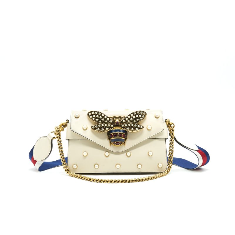 Gucci Embellished Broadway Bee Bag White - Barde
