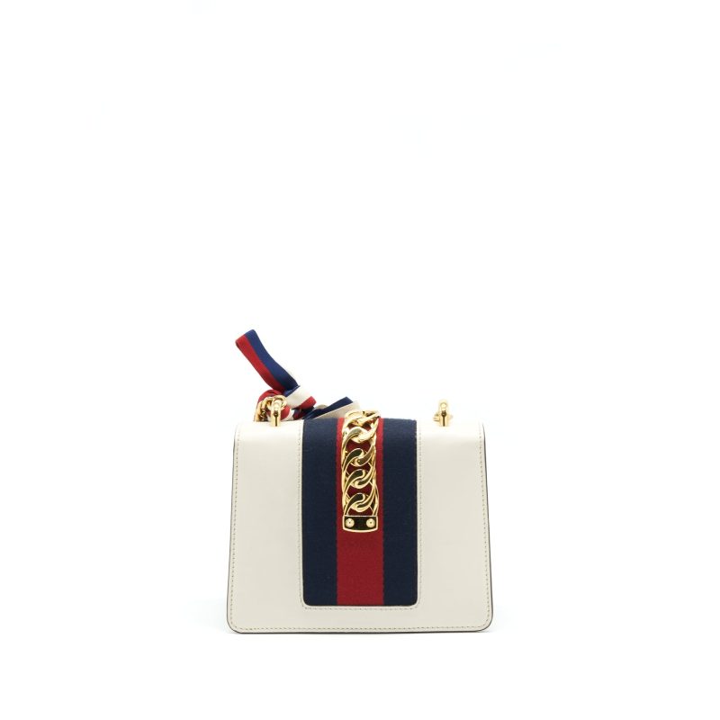 GUCCI SYLVIE MINI LEATHER CHAIN BAG IN WHITE GHW - Barde - Image 2