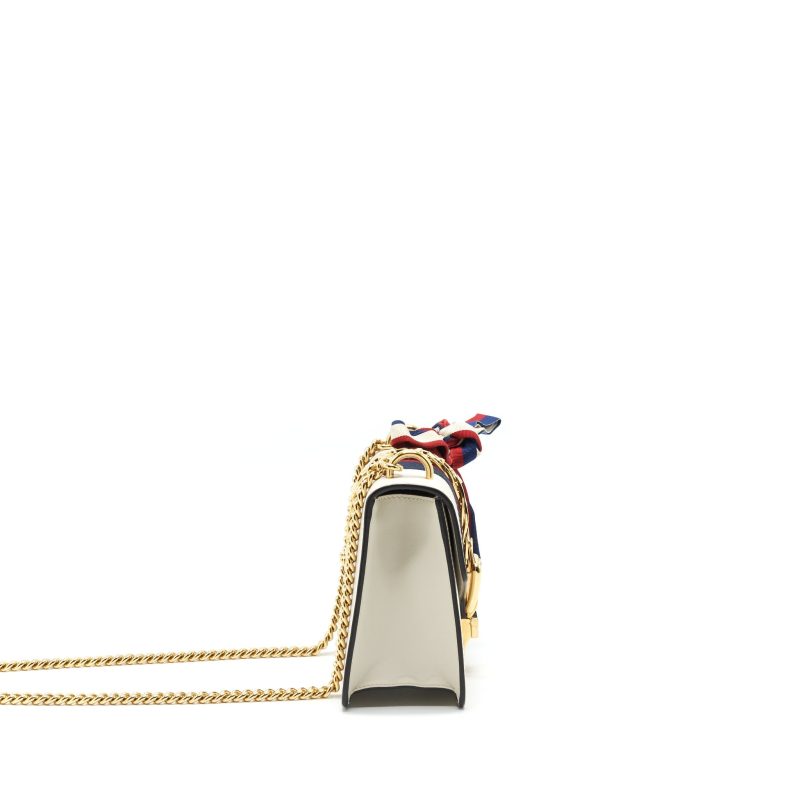 GUCCI SYLVIE MINI LEATHER CHAIN BAG IN WHITE GHW - Barde - Image 4
