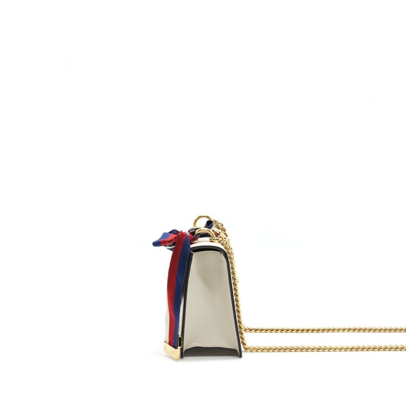 GUCCI SYLVIE MINI LEATHER CHAIN BAG IN WHITE GHW - Barde - Image 5