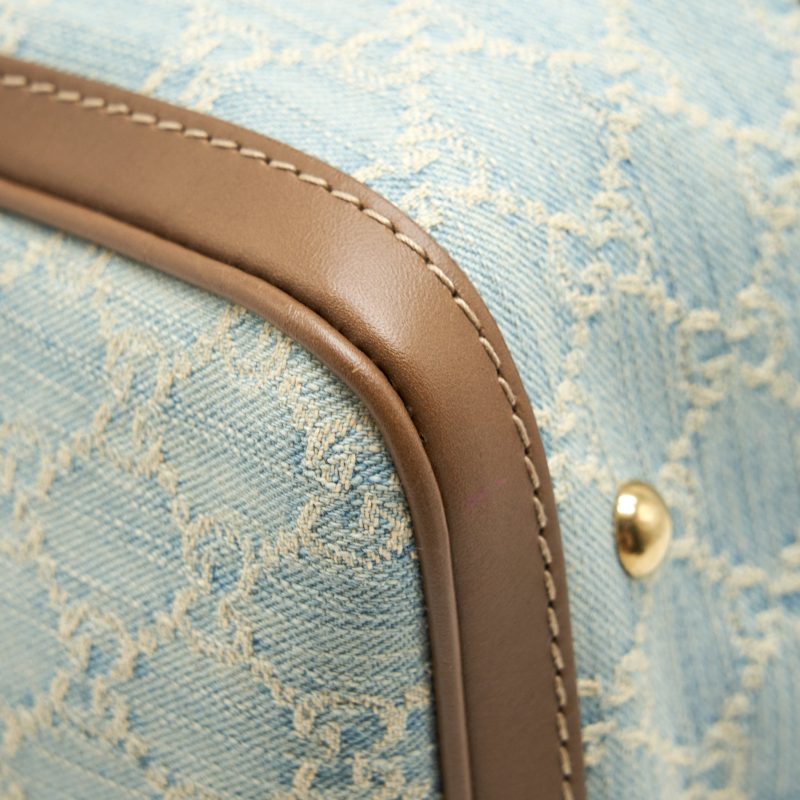 Gucci GG Denim Boston Bag With Cross Body Strap - Barde - Image 8