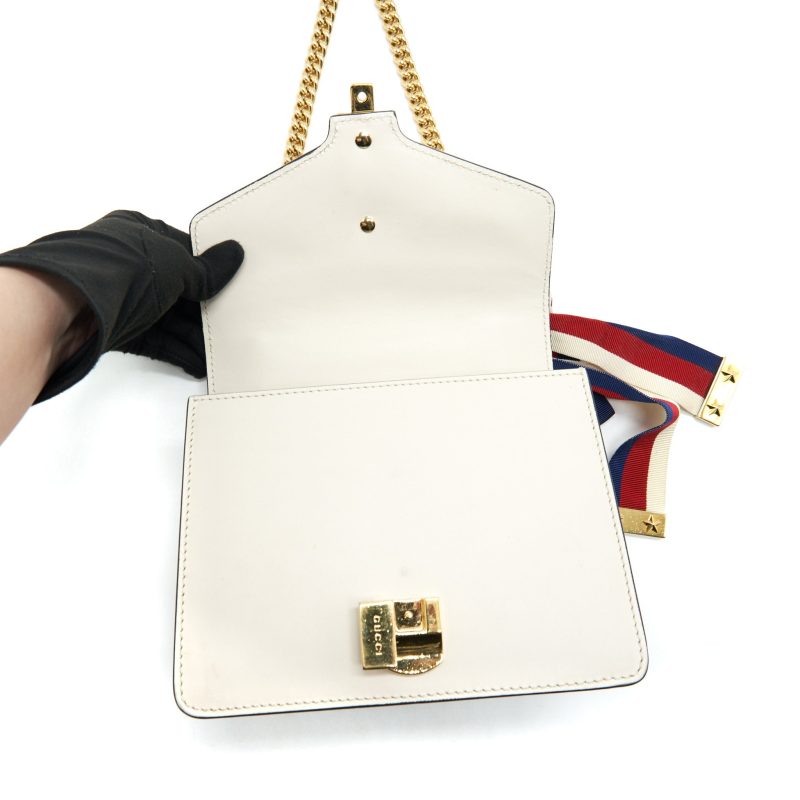 GUCCI SYLVIE MINI LEATHER CHAIN BAG IN WHITE GHW - Barde - Image 8