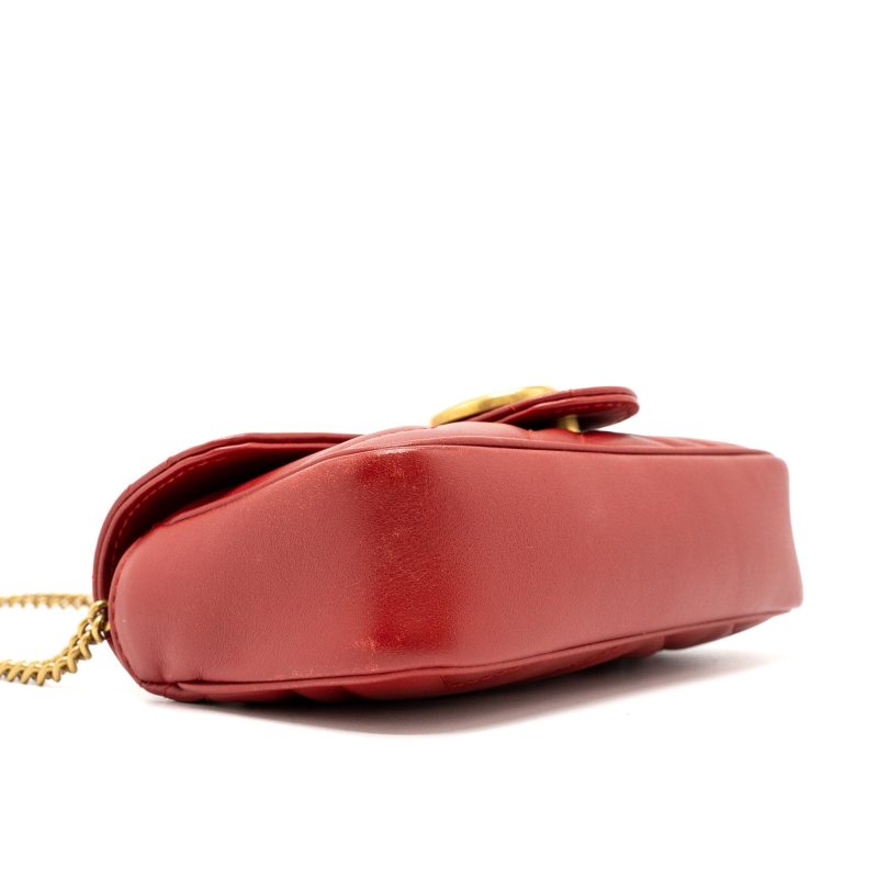 Gucci GG Marmont Super Mini Bag Matelassé Calfskin Red Brushed GHW - Barde - Image 10
