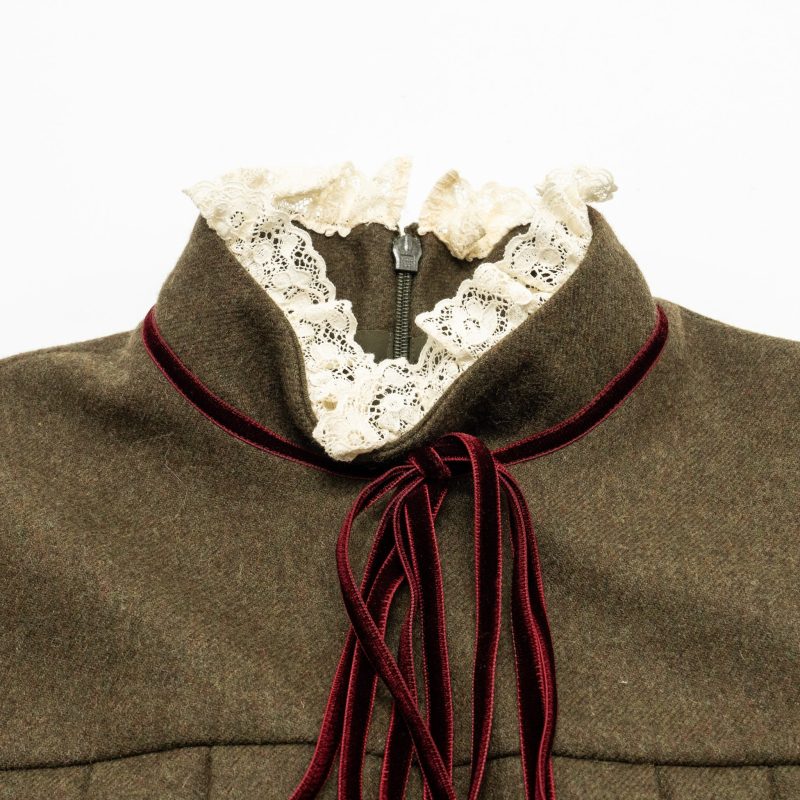Gucci Size 38 Lace Collar Dress Wool Brown - Barde - Image 4