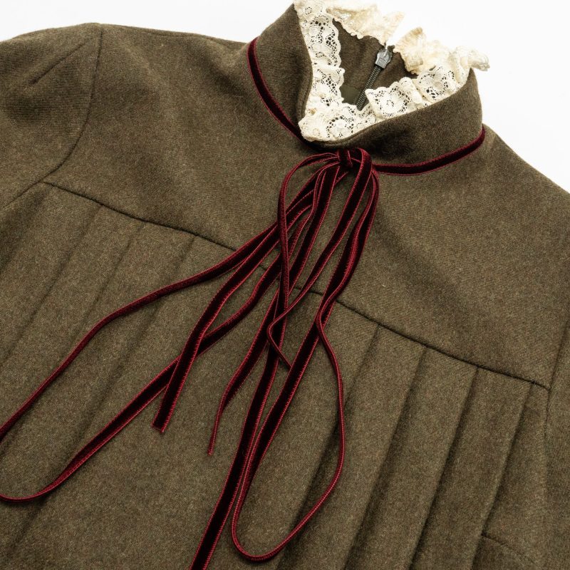 Gucci Size 38 Lace Collar Dress Wool Brown - Barde - Image 5