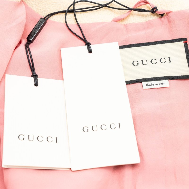 Gucci size 36 ribbon button mini jacket multicolour beige / navy/ red - Barde - Image 5