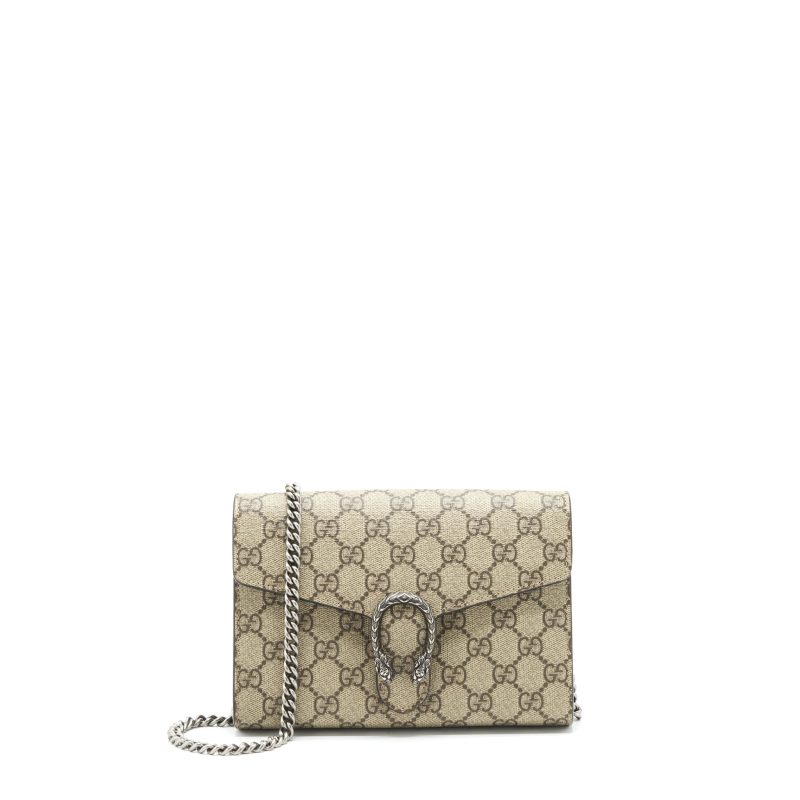Gucci Dionysus GG Supreme Chain Wallet Beige SHW - Barde
