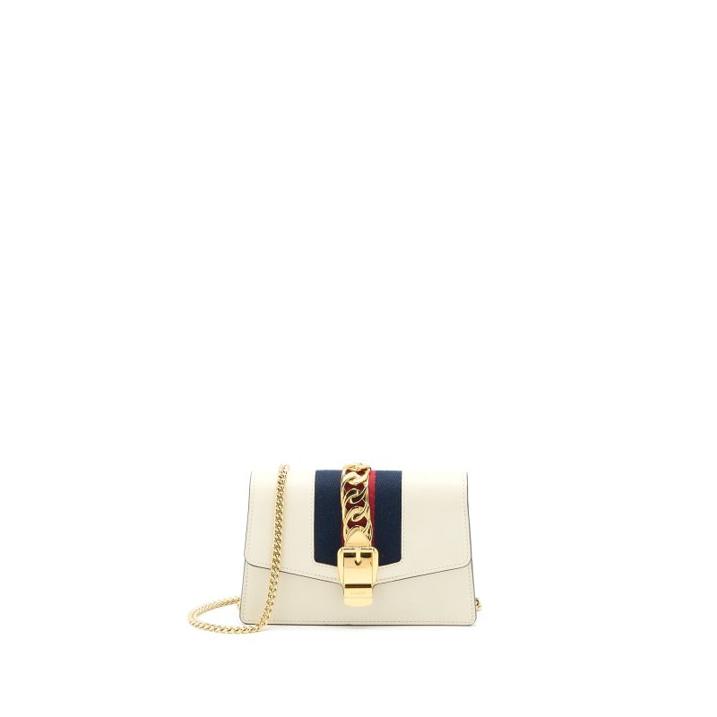 Gucci Sylvie Mini Chain Bag Calfskin White GHW - Barde
