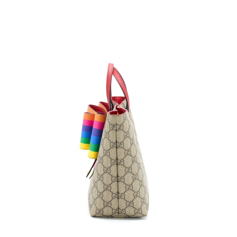 Gucci Children's GG Supreme/Multicolour Bow Tote - Barde - Image 3