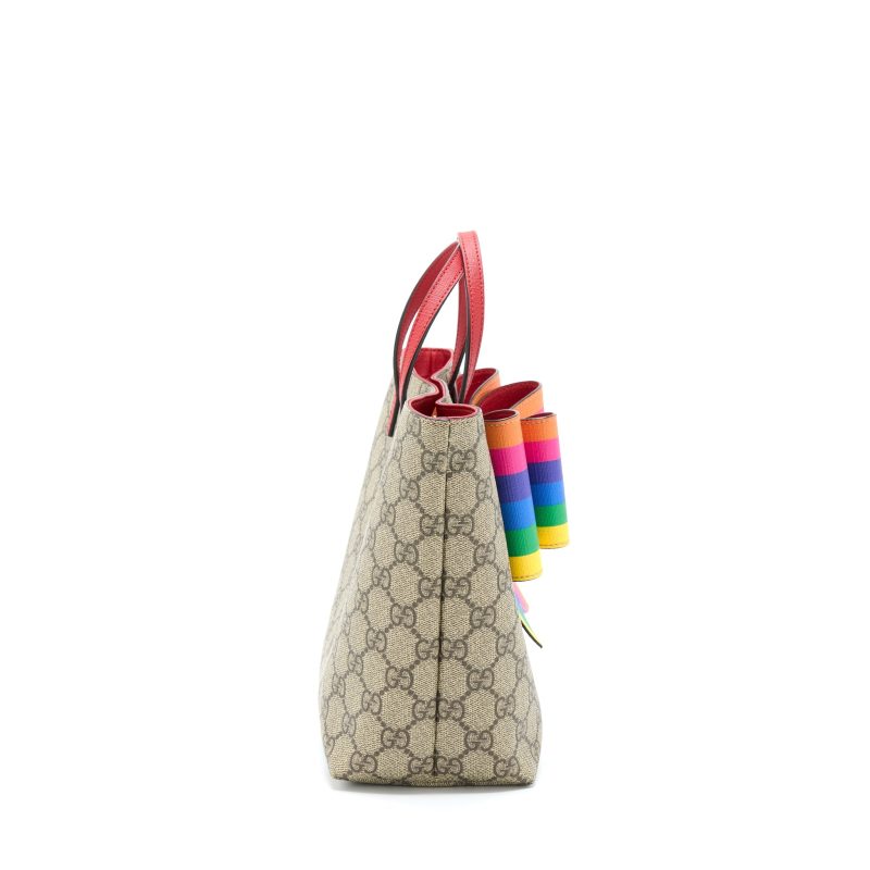 Gucci Children's GG Supreme/Multicolour Bow Tote - Barde - Image 4