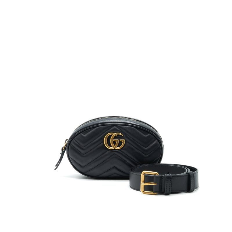 GUCCI GG MARMONT Matelasse Leather Belt Bag in Black 85cm - Barde