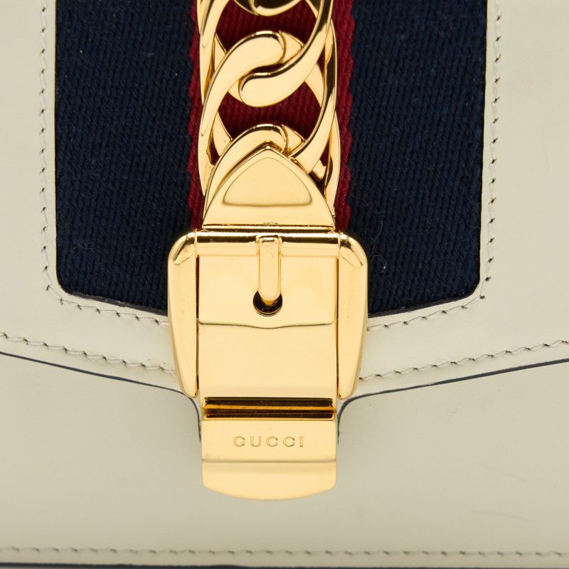 Gucci Sylvie Mini Chain Bag Calfskin White GHW - Barde - Image 6