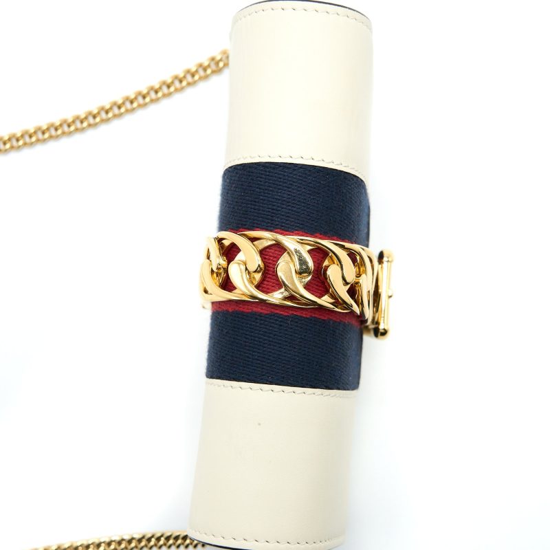 Gucci Sylvie Mini Chain Bag Calfskin White GHW - Barde - Image 10
