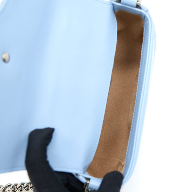 Gucci GG Marmont Mini Top Handle Bag Calfskin Light Blue SHW - Barde - Image 6