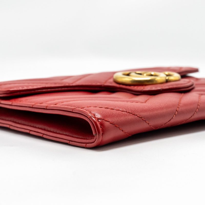 Gucci Marmont flap wallet with chain calfskin red GHW - Barde - Image 5