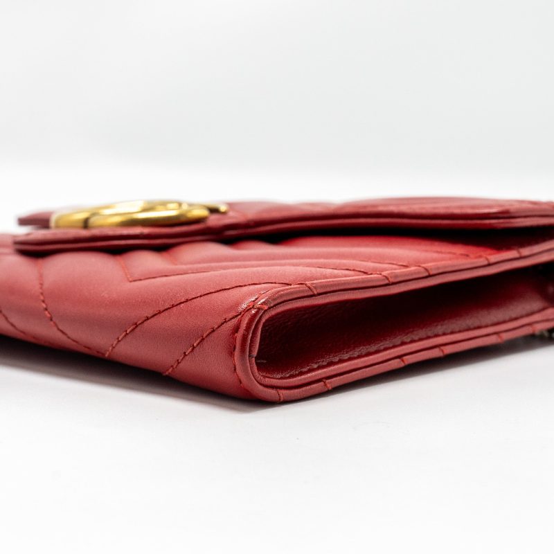 Gucci Marmont flap wallet with chain calfskin red GHW - Barde - Image 6