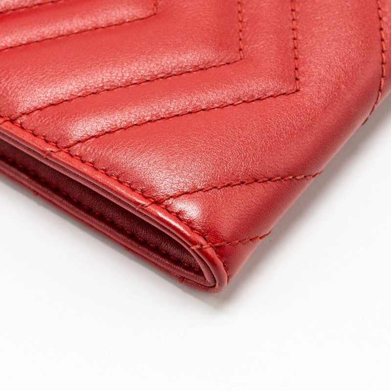 Gucci Marmont flap wallet with chain calfskin red GHW - Barde - Image 7