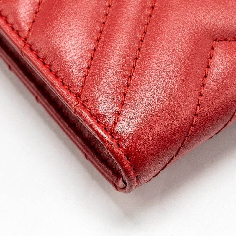 Gucci Marmont flap wallet with chain calfskin red GHW - Barde - Image 9