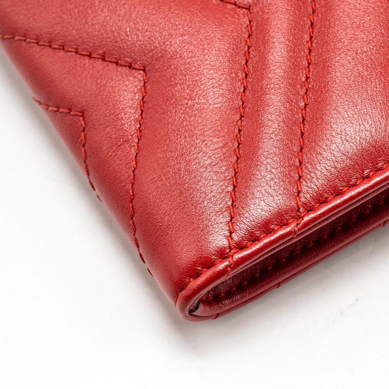 Gucci Marmont flap wallet with chain calfskin red GHW - Barde - Image 10