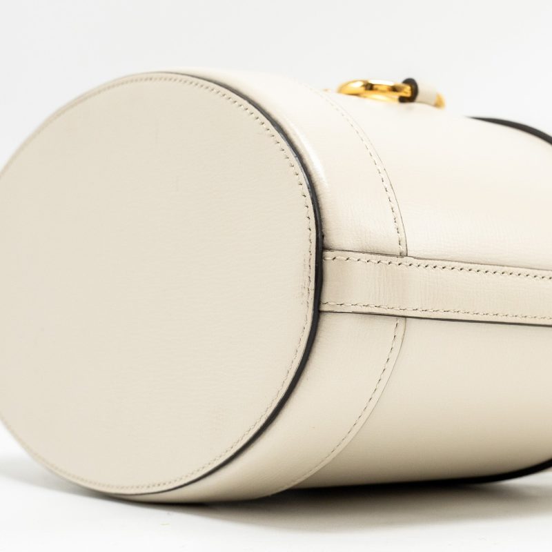 Gucci 1955 Horsebit Bucket Tote Bag Calfskin White GHW - Barde - Image 7