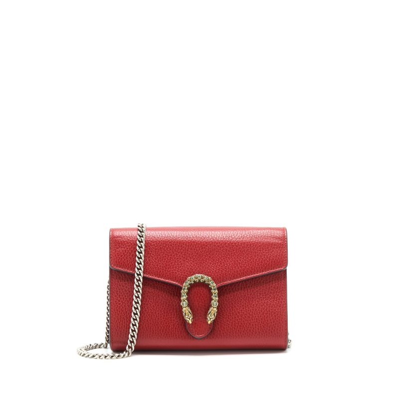 Gucci Dionysus leather mini chain Red bag Gold and silver hardware - Barde