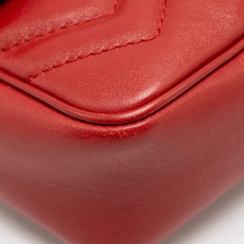 Gucci Super Mini GG Marmont Calfskin Red GHW - Barde - Image 9