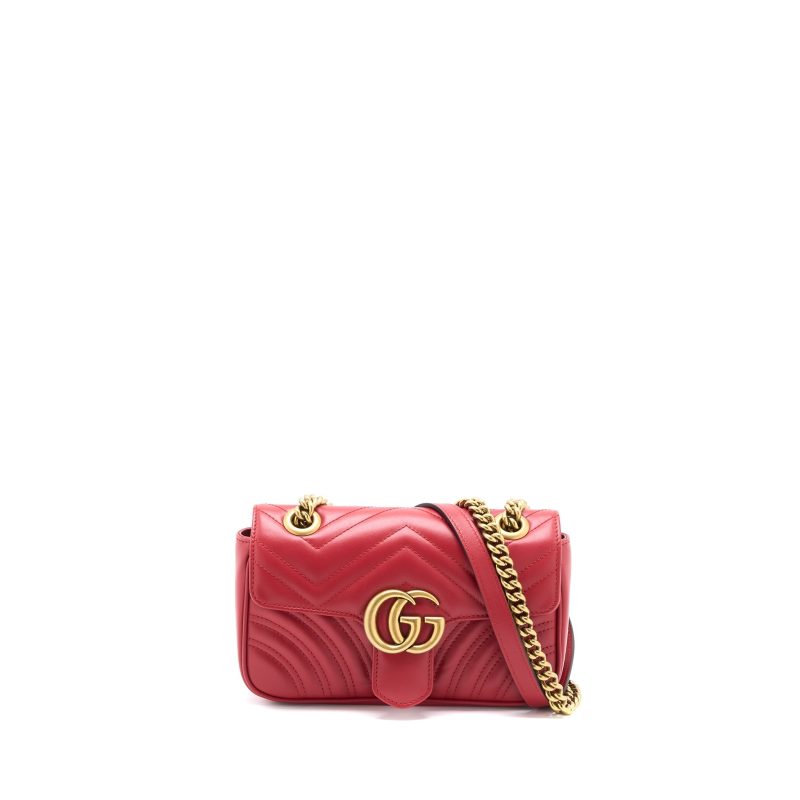 Gucci Mini GG Marmont Bag Calfskin Red Brushed GHW - Barde