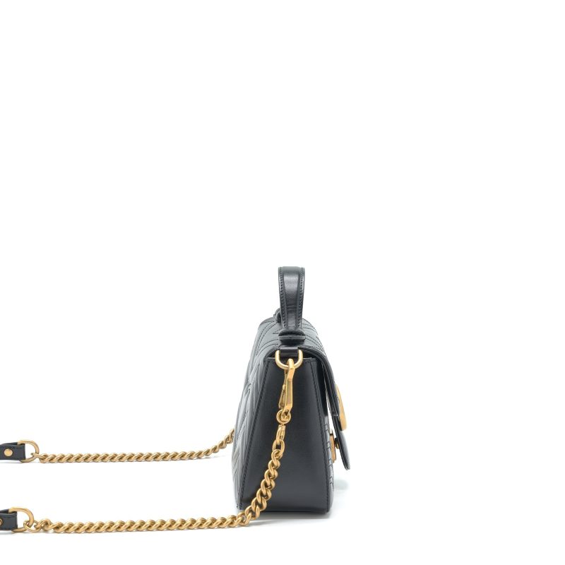 Gucci GG Marmont Mini Top Handle Bag Calfskin Black GHW - Barde - Image 3