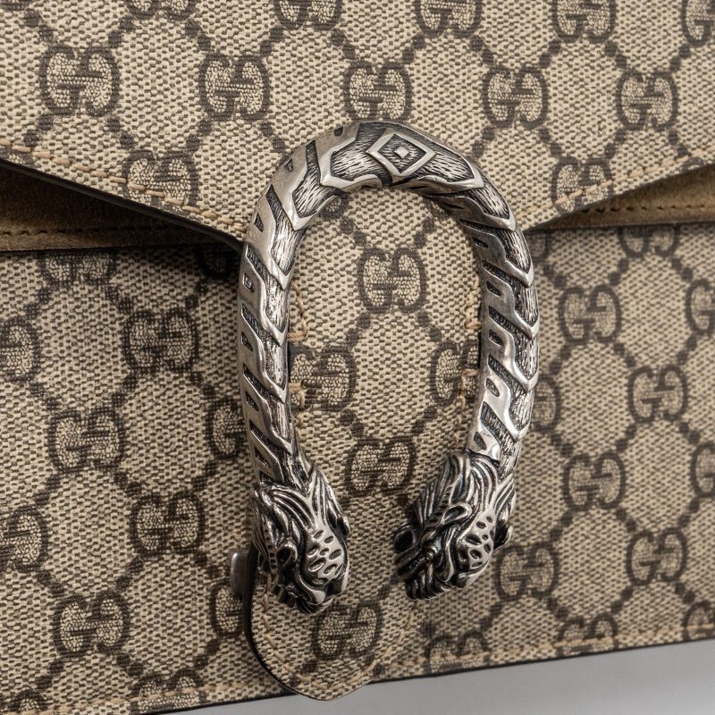 Gucci Dionysus GG small Supreme canvas/taupe suede Beige SHW - Barde - Image 9