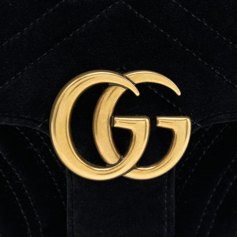 Gucci Mini Marmont Flap Bag Velvet Black - Barde - Image 8