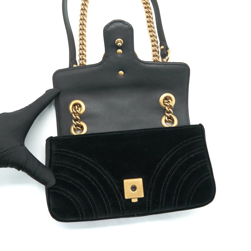 Gucci Mini Marmont Flap Bag Velvet Black - Barde - Image 6