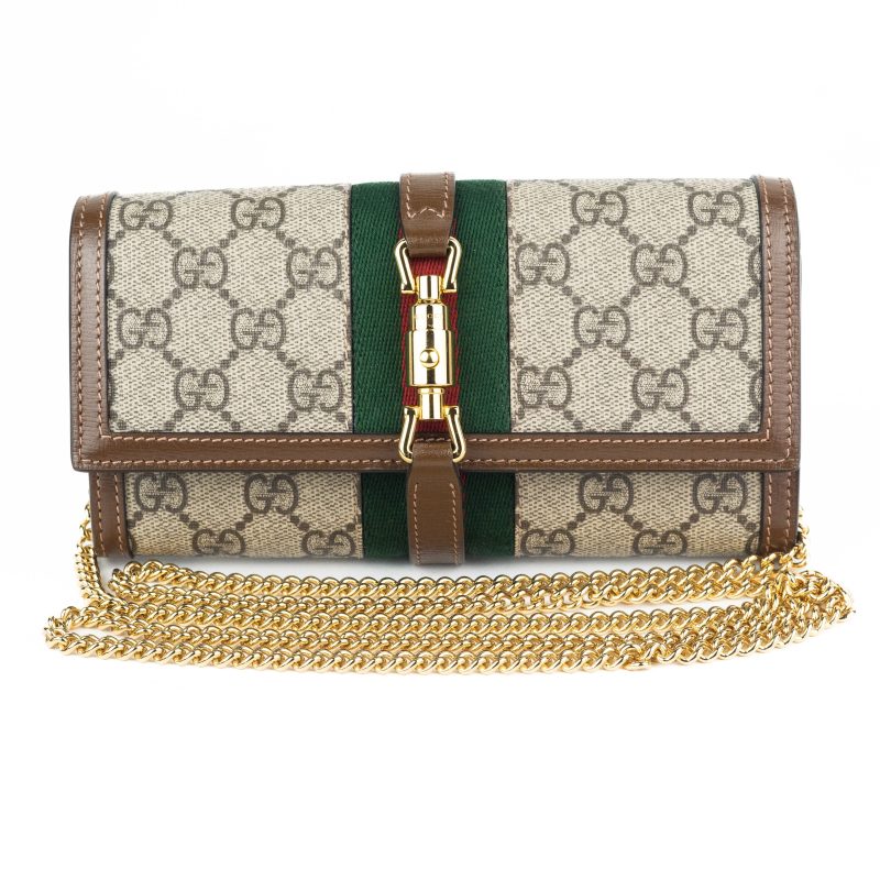 Gucci Jackie Chain Wallet in Beige and Ebony GG Supreme - Barde - Image 2