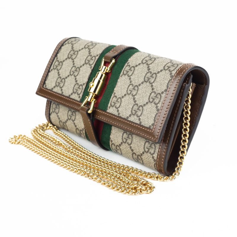 Gucci Jackie Chain Wallet in Beige and Ebony GG Supreme - Barde - Image 3