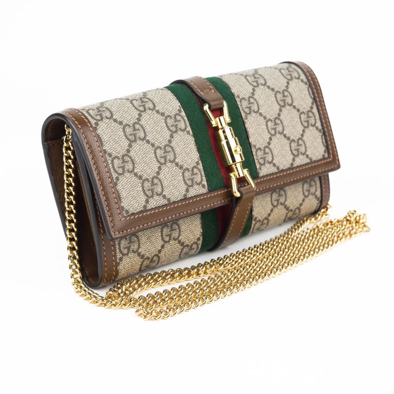 Gucci Jackie Chain Wallet in Beige and Ebony GG Supreme - Barde - Image 5