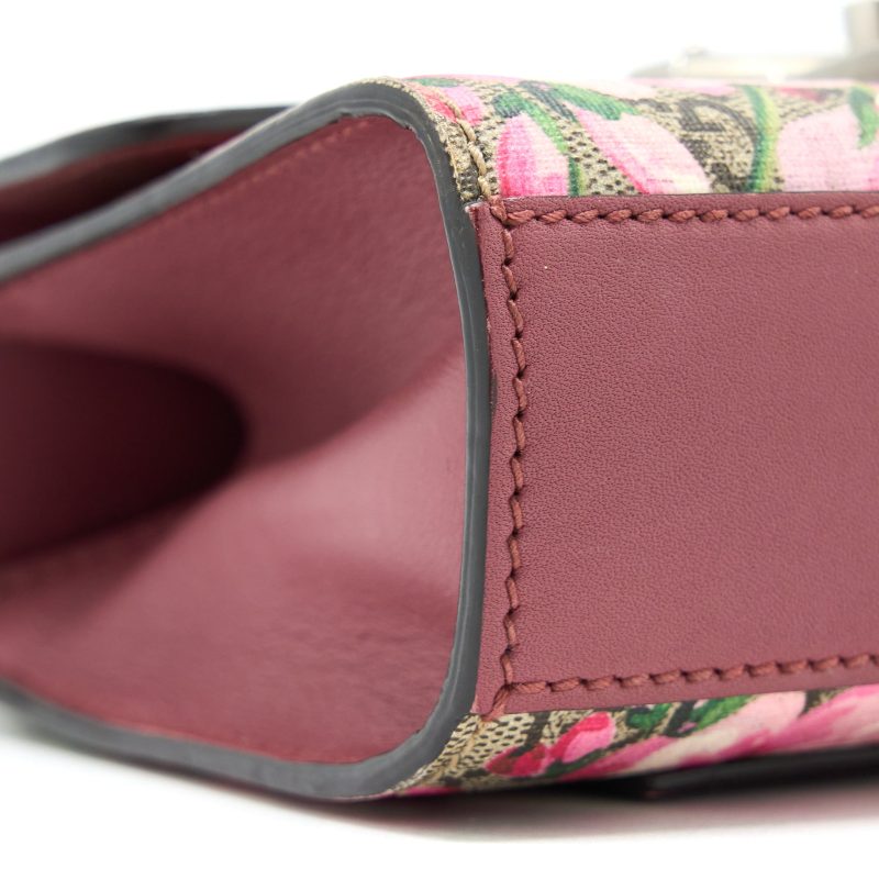 Gucci Padlock Chain Crossbody Bag Flower Print GG Supreme Canvas SHW - Barde - Image 10