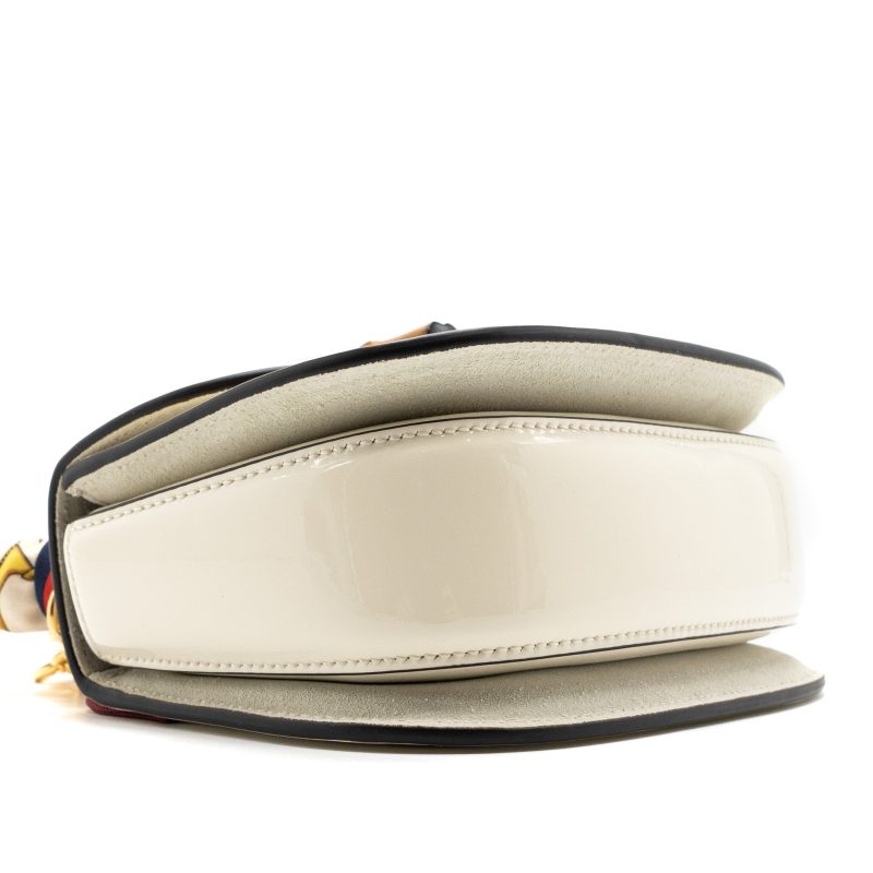 Gucci Bamboo 1947 Mini Top Handle Bag Patent Leather White GHW - Barde - Image 7