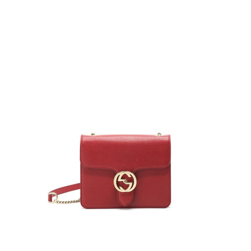 Gucci GG Interlocking Small Chain crossbody Bag Red with LGHW - Barde