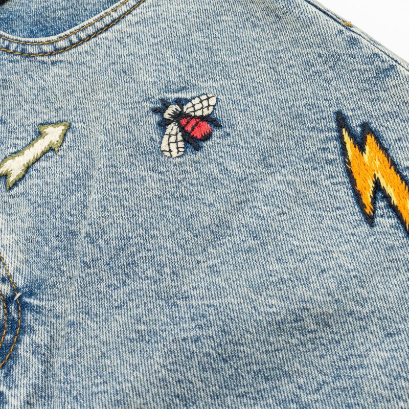 Gucci Size 26 Gucci Symbol Embroidered Denim Jeans Cotton Blue - Barde - Image 5