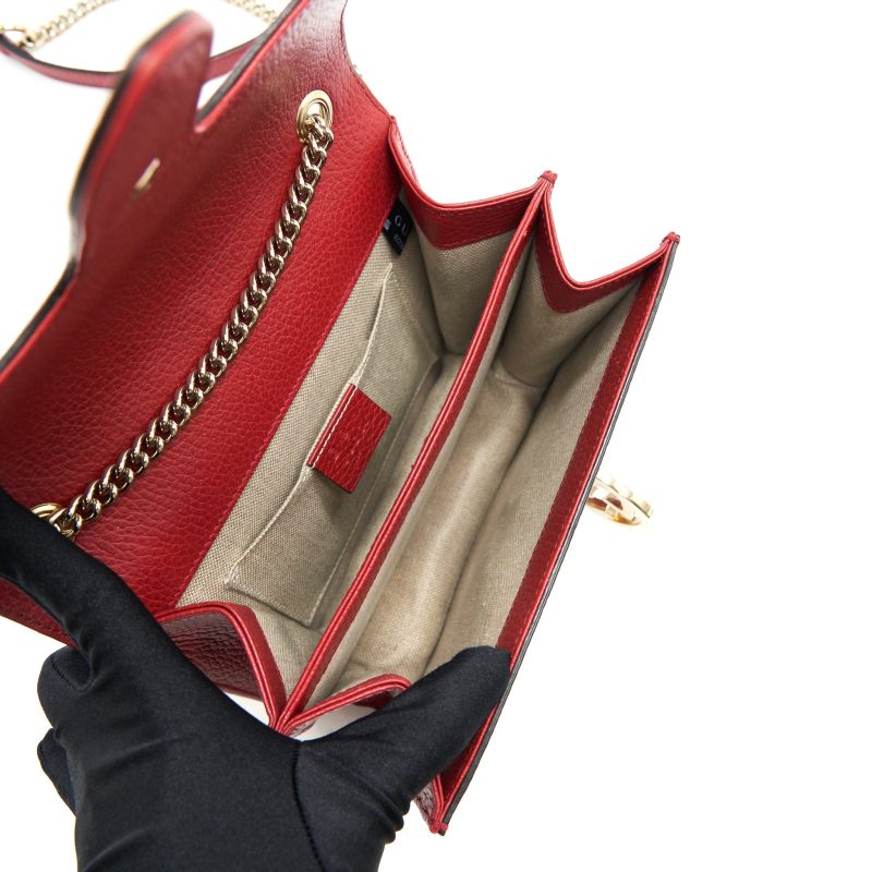Gucci GG Interlocking Small Chain crossbody Bag Red with LGHW - Barde - Image 7