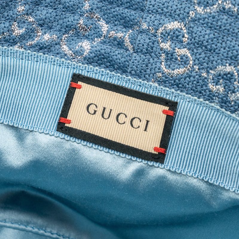 GUCCI Large Lame GG Bucket Hat Wool turquoise/silver - Barde - Image 5