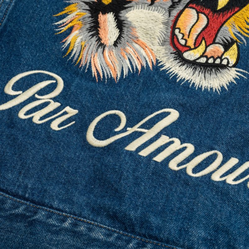 GUCCI Size 48 Tiger Denim Jacket With Embroidery Cotton Blue/Multicolour - Barde - Image 10