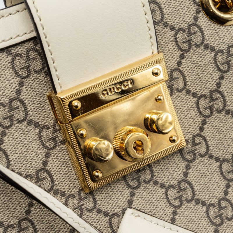 Gucci padlock small shoulder bag GG supreme canvas / Leather white GHW - Barde - Image 8